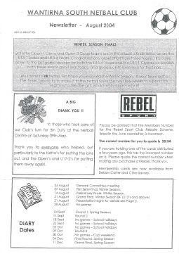 August 2004 Newsletter