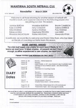 March 2004 Newsletter